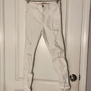 Hollister White Ripped Skinny Jeans
